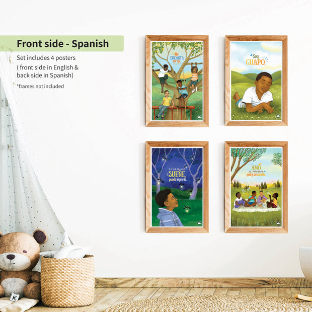 Bilingual Affirmation Poster Set For Boys